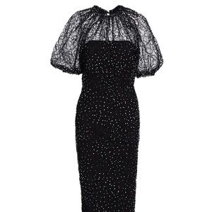 Lela Rose Tulle-Swirl & Dot Midi Dress 14 NWT